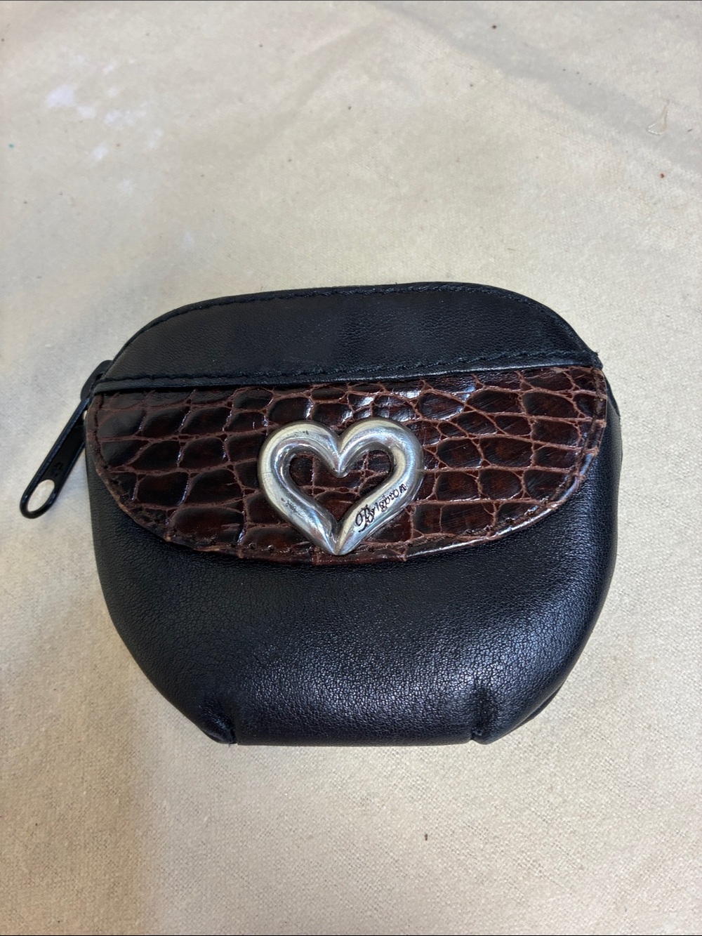 Brighton Black and Brown Heart Accent Women's Coin Pouch
